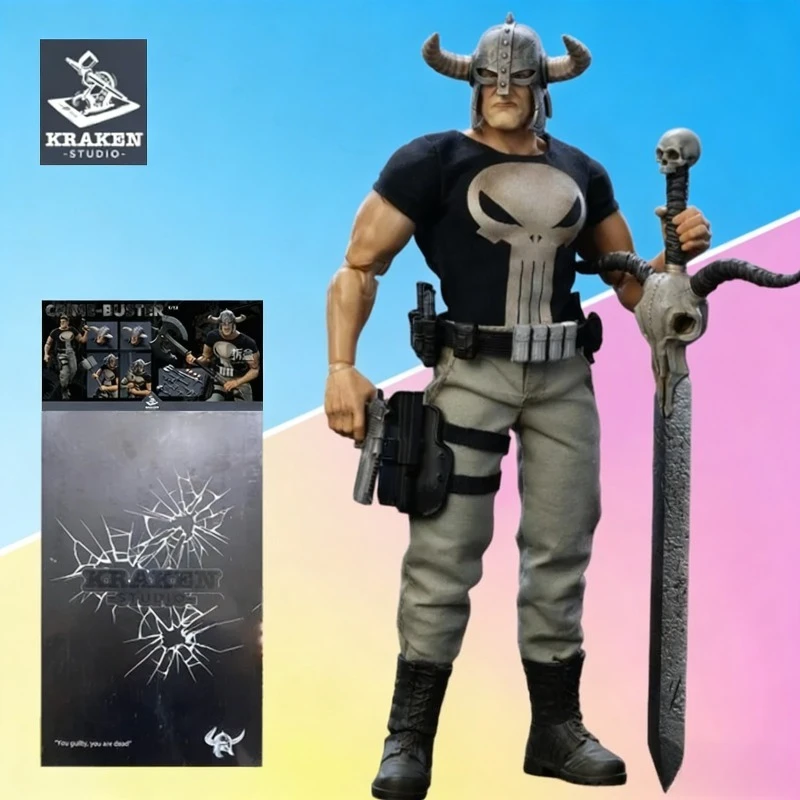 

KRAKEN STUDIO Серия Criminal Buster: Подвижная фигурка The Punisher Scale | Коллекционная модель в стиле комиксов Marvel для взрослых