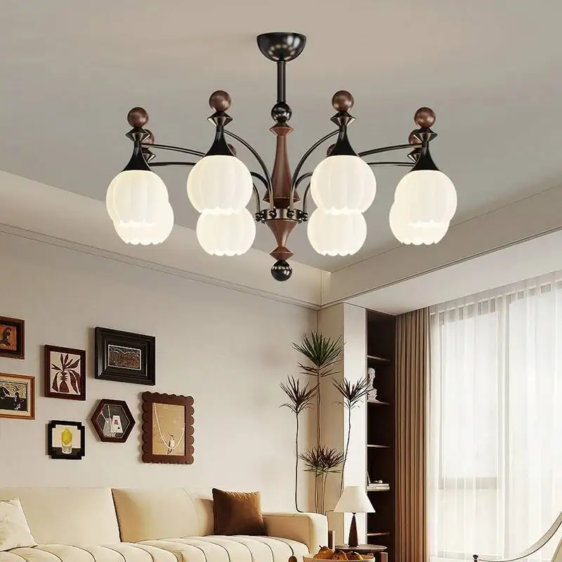 French Medieval Style Living Room Chandelier Modern Minimalist High-end Sense Of Hall Main Lighting 2025 New Walnut Lamps