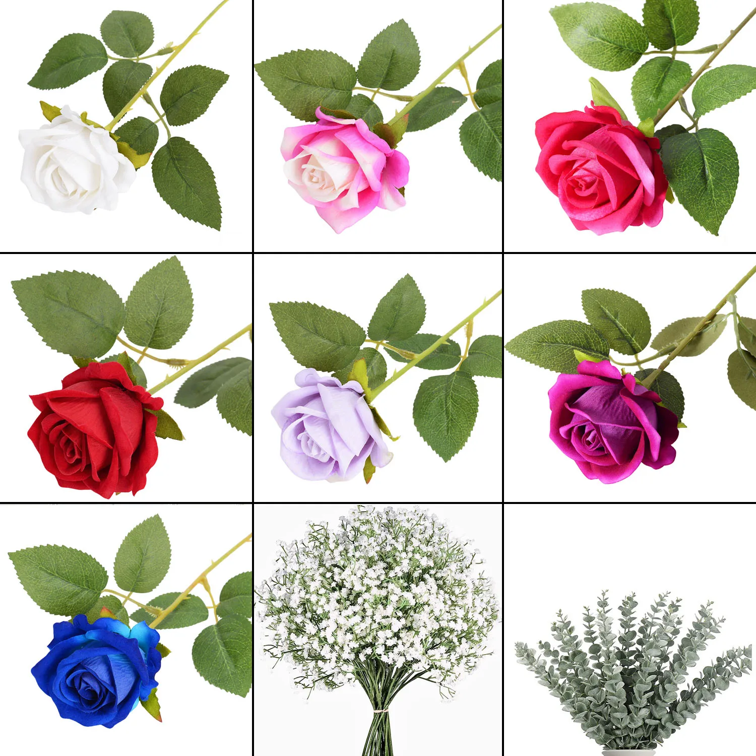 

Realistic Artificial Flowers Roses Bouquet Long Stem Fake Roses for Weddings Birthdays Floral Arrangements Home Decoration
