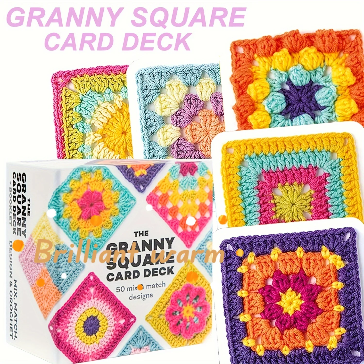 

50pcs/box Mix Matchs Designs The Granny Square Card Decks Knitting Kit for Adults DIY Grandma Knitted Pattern Set for Beginners