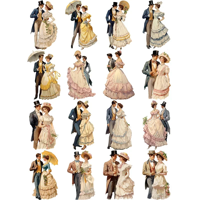 16Pcs/Pack Vintage Lover Couple Sticker DIY Craft Scrapbooking Album Junk Journal Decorative Stickers