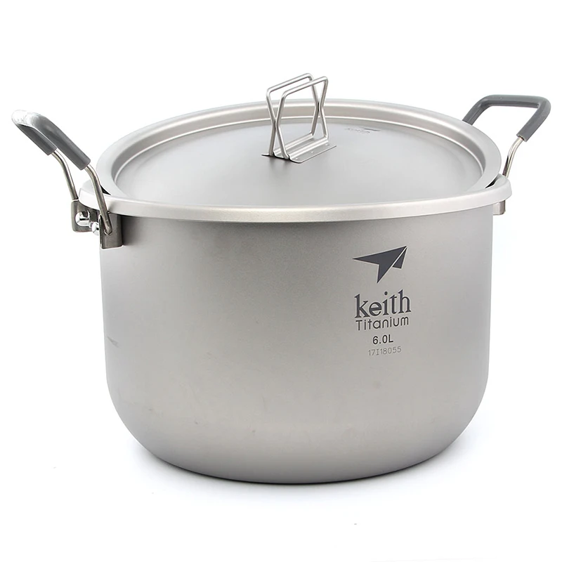 Keith Titanium kookset Soeppan 6L Gezond Niet-giftig fornuis Buiten Kamperen Wandelen Reizen Jagen Picknick Kookgerei Soeppan