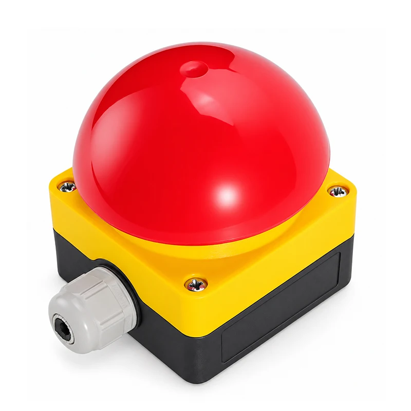 IP65 Waterproof Emergency Stop Push Button Switch 1NO Mushroom Head Self Locking Reset Foot Hand Control for Industrial Machine