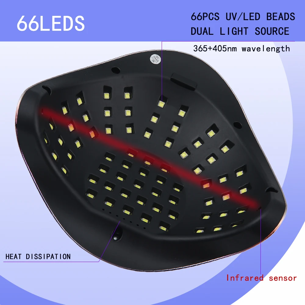 Professional 66 LEDs UV LED โคมไฟเล็บสําหรับเจลบ่ม,เซ็นเซอร์อัตโนมัติโคมไฟเล็บ, home Salon ทําเล็บมือเล็บเท้าเครื่องมือ