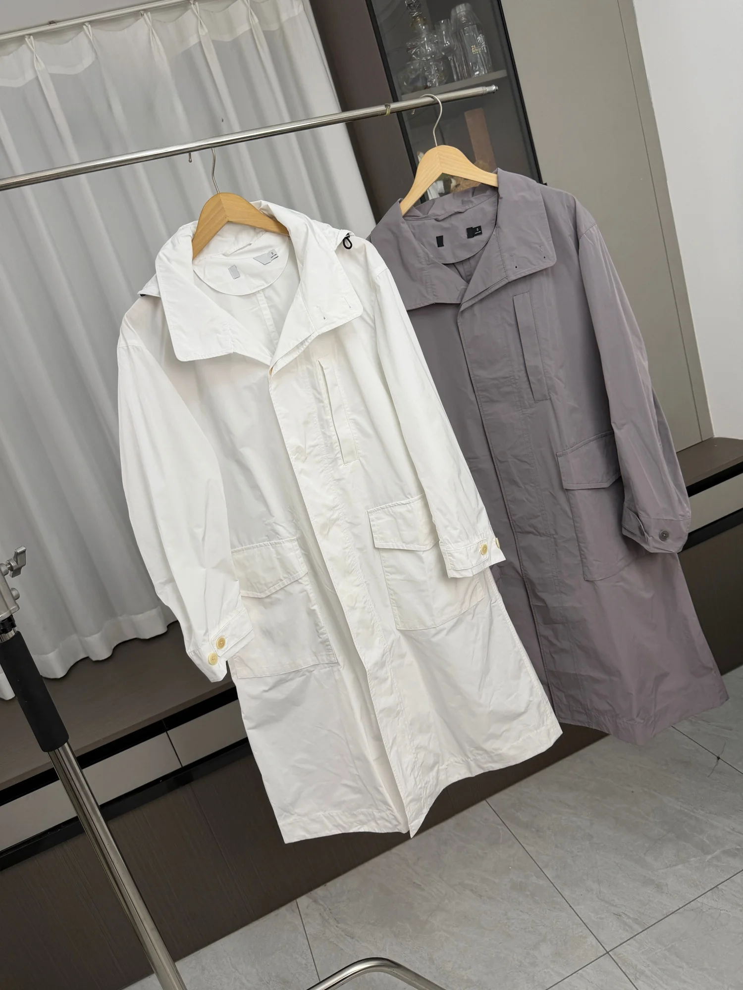 Lightweight Japanese Style Men's Spring Autumn Outdoor Workwear Windbreaker Jacket Mid-Length Memory Fabric Three-Proof