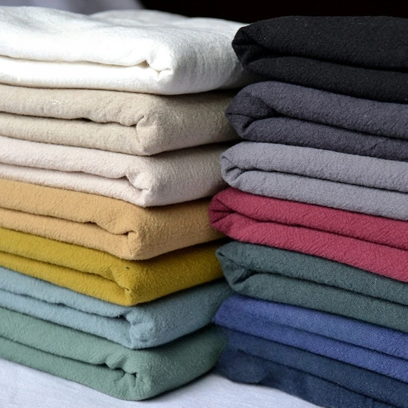 

Summer Thin Linen Sticky Pleated Cloth Cotton Linen Sand Washed Fabric Washed Linen Pants Clothing Fabric Wholesale Per Meter