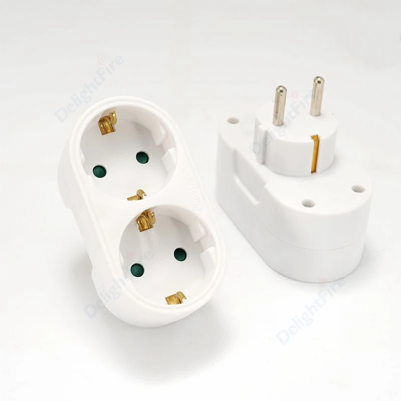 EU Electrical Sockets With Switch Power Adapter European Standard 16A 250V Extened 1 To 2 Socket German Power Plug Converter