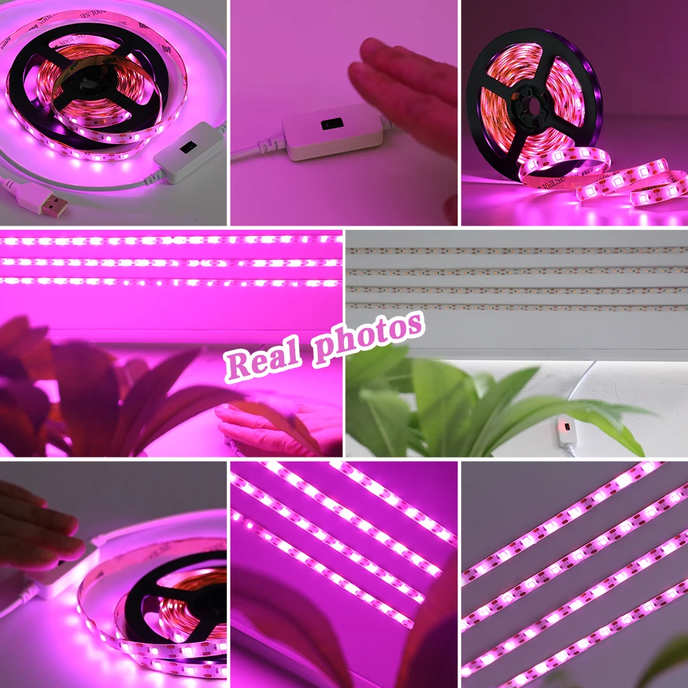 Imagem -06 - Luz de Tira Led de Espectro Completo Phytolamp Hidropônico para Plantas Growbox Ip65 Impermeável 5v Usb 3m