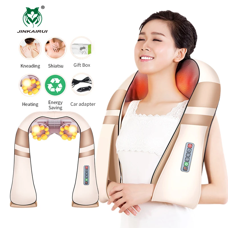 JinKaiRui-masajeador eléctrico Shiatsu en U, masajeador de infrarrojos 4D corporal para hombros, cuello y espalda, mejor regalo de salud para el