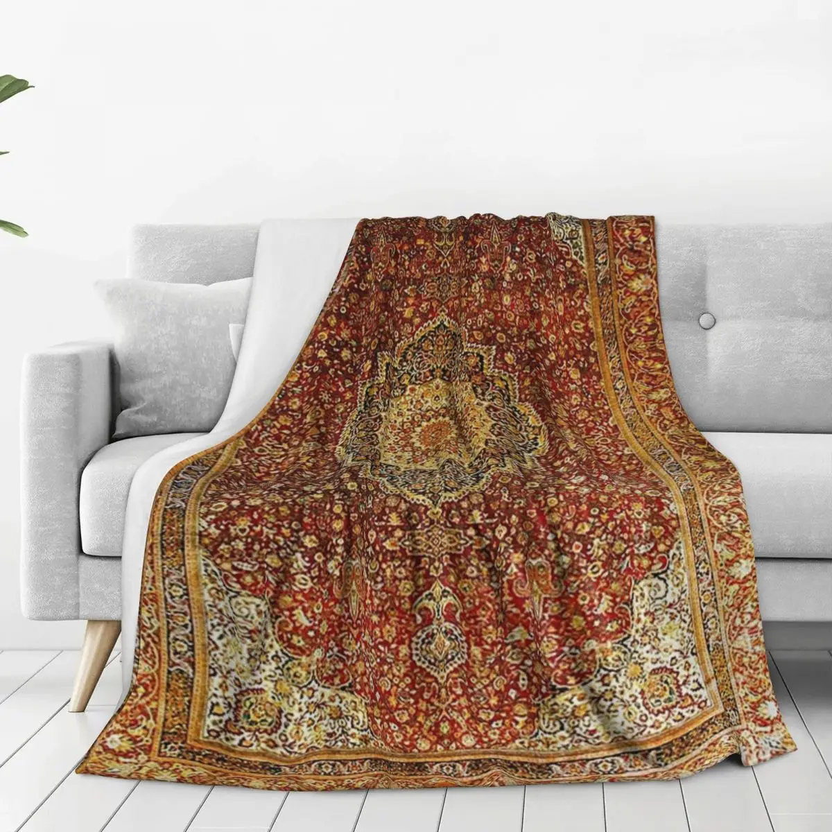 Khorasan Antique Persian Carpet Print Blankets Fleece Lightweight Sofa Throw Blankets For Couch Bedding Travel Throws Bedspread