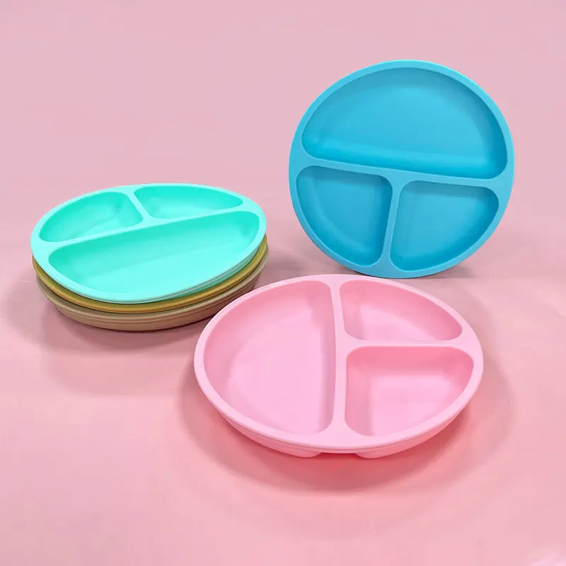 

1PCHigh-Quality Silicone Children's Divided Suction Plate - New Hot Selling Kids Meal Tray with Built-In Suction Cup - Baby Feed