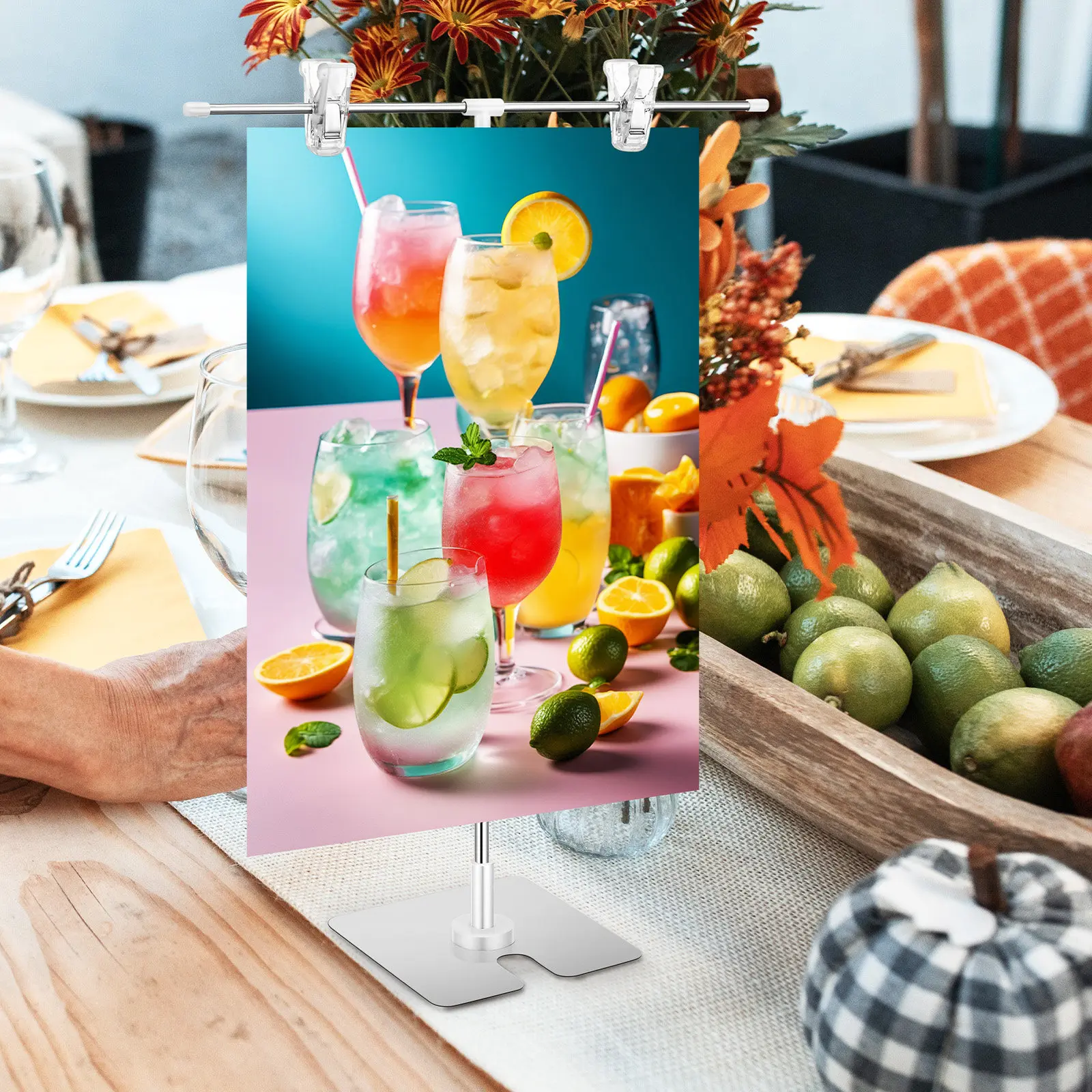 2Pcs Display Stand Set Adjustable Poster Pole Holder Banner Sign Holder for Indoor Outdoor Commercial Retail Advertising Display