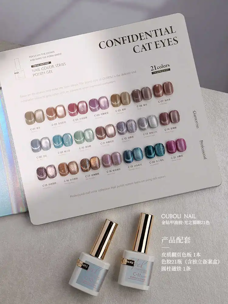 OUBOLI High quality 21 Colors Cat eye Nail Gel Set Nail Shop 2024 New Professional Hot item Nail Art Kit Nail Salon Wholesale