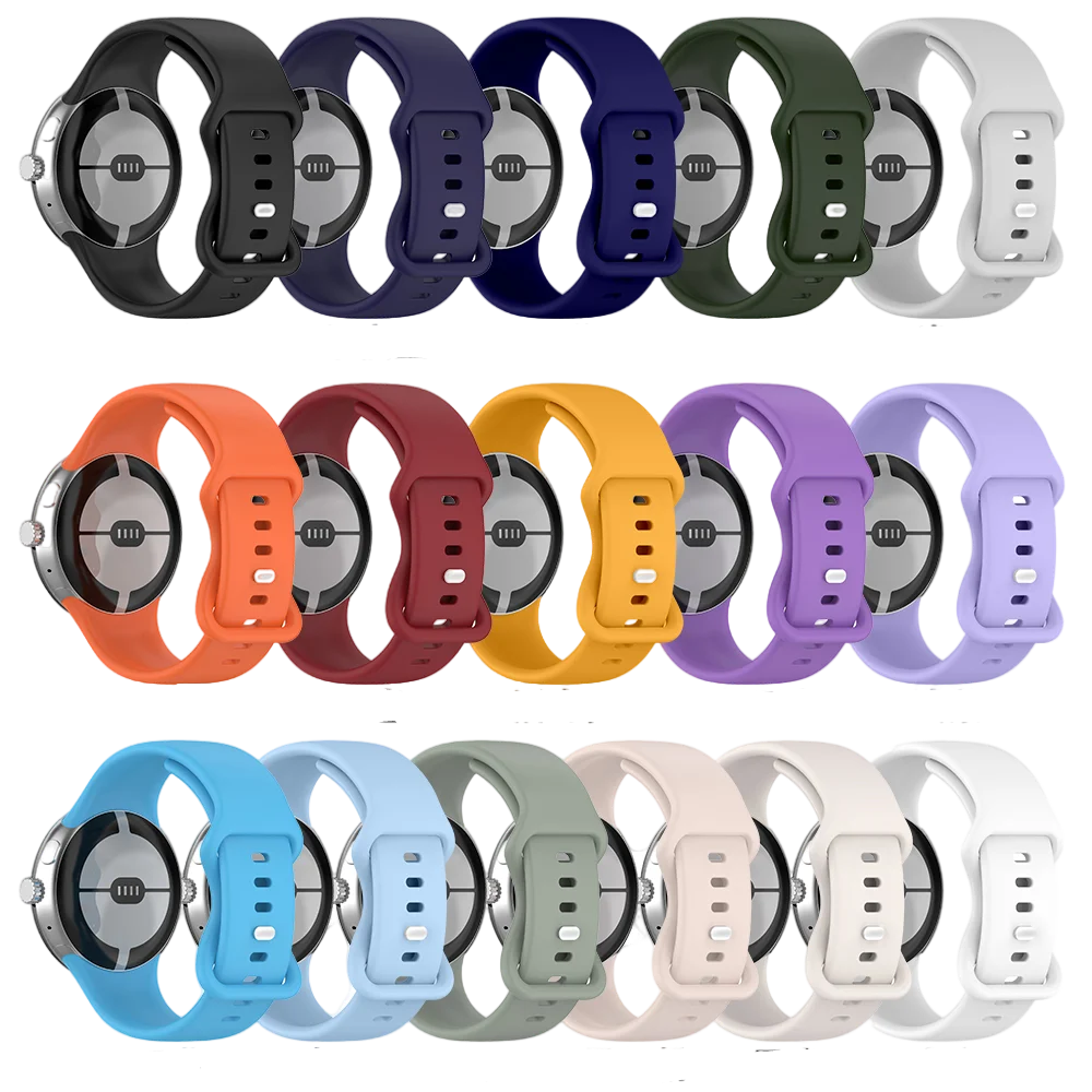 حزام ساعة سيليكون مع مشبك معدني لساعة جوجل بكسل ، مشبك فراشة ، ملحق الأصلي