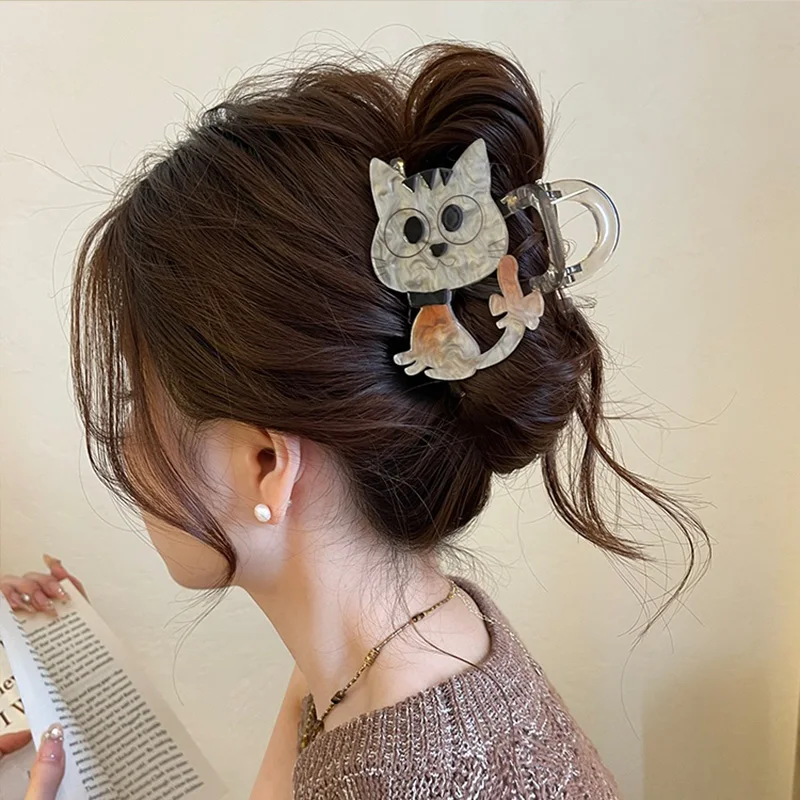 New Cute Cartoon Cat Hair Claw For Women Girls Sweet Hair Ornament Back Headband Hair Clips Hairpins Fashion Hair Accessories