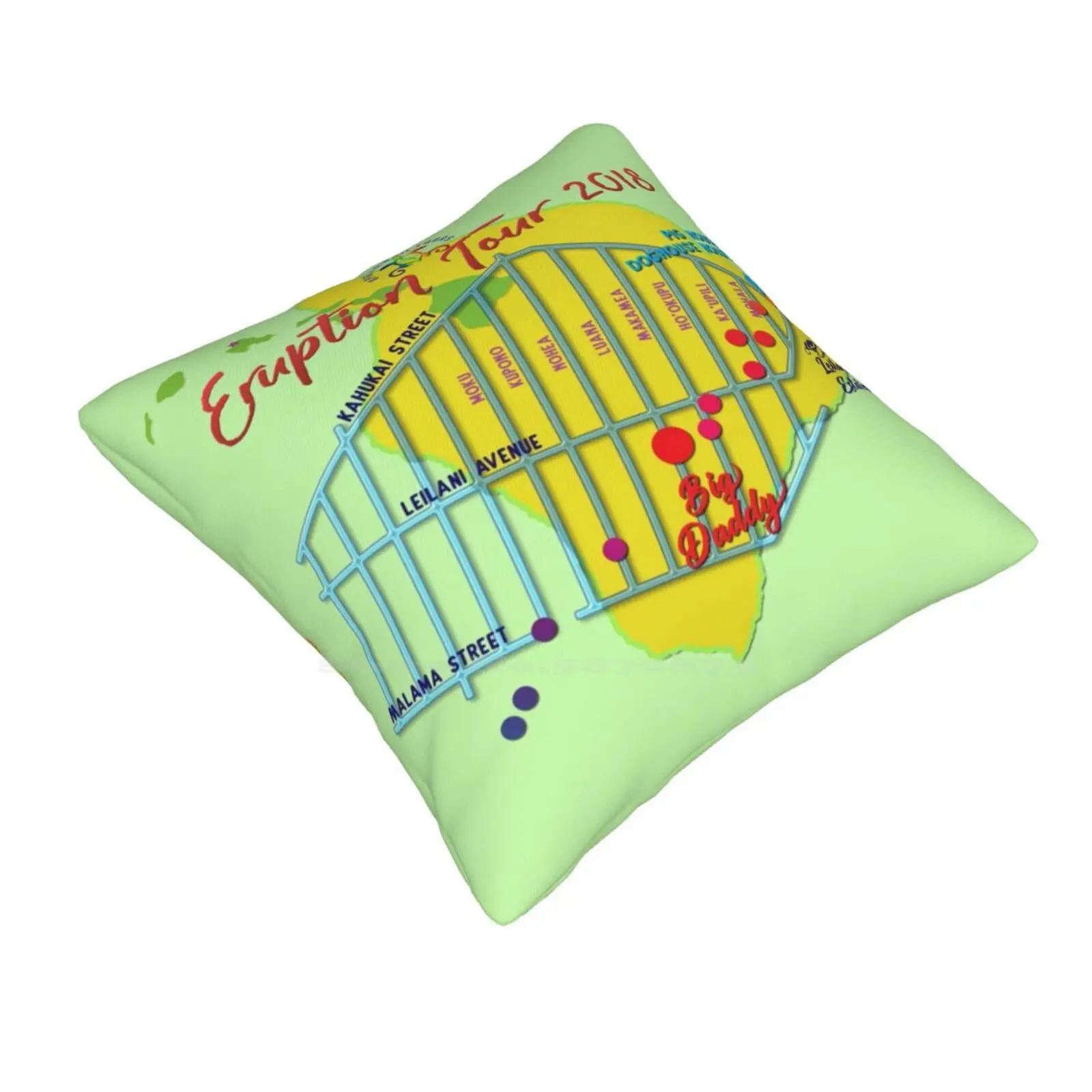 Aht-Concert Eruption Tour 2018 Design Funny Cute Decor Square Pillowcase Rainbow Peace Apau Hawaii Joy Thank You Turtle Sea