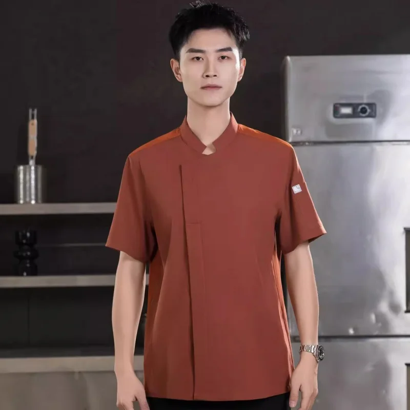 

Hotel Restaurant Kitchen Chef Short Sleeve Summer Thin Breathable Decorating Work Uniform