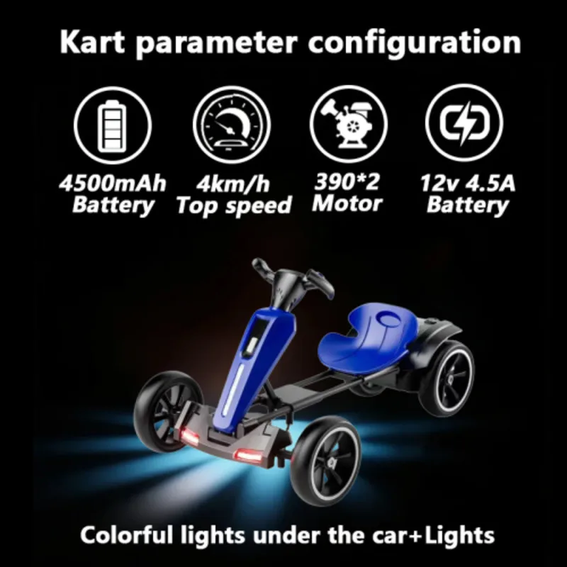 Carpeta de Pedal eléctrico de 12V para niños Go Kart paseo al aire libre en juguete asiento ajustable 4 ruedas antideslizantes de EVA