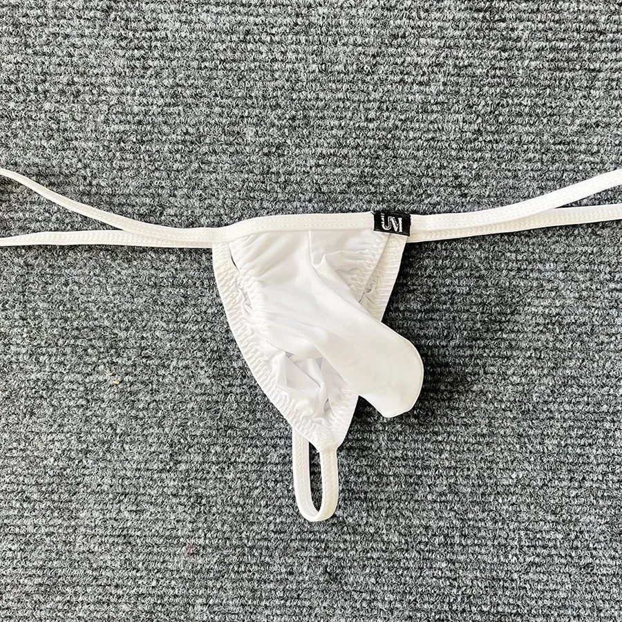 Celana Dalam Pria Model Thong Pinggang Rendah Bahan Sutra Es Desain Terbuka Bernapas Seksi Tipis Produk Terbaru