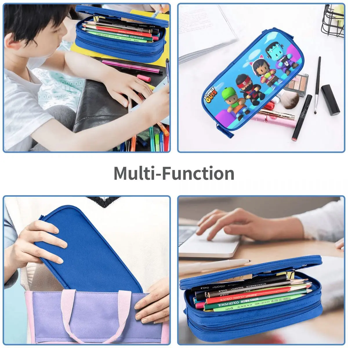 Trousse à crayons double couche pour la rentrée scolaire, jeu amusant Stumble Guile, grande boîte à crayons cool, fournitures scolaires, filles et garçons, 4 pièces