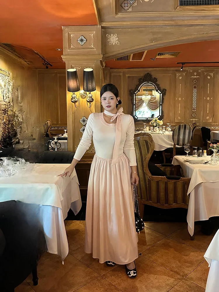 

Элегантное длинное черное платье в стиле Хепберн для женщин, больших размеров, осенне-зимнее, с эффектом утяжки талии, приталенное