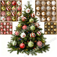 16PCS 6CM Christmas Ball Snowflake Stripe Pattern Christmas Ball Christmas Tree Ornaments Luxury Christmas Decorations