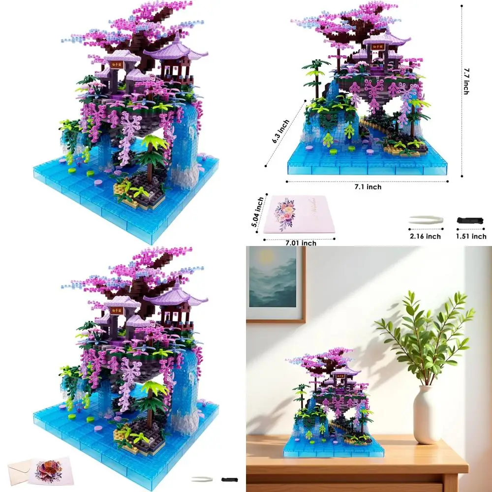 Juego de construcción de arquitectura de palaciego de luna y bonsái de flor de cerezo de inspiración japonesa, juguete de ladrillos en miniatura de 2588 piezas para mayores de 14 años