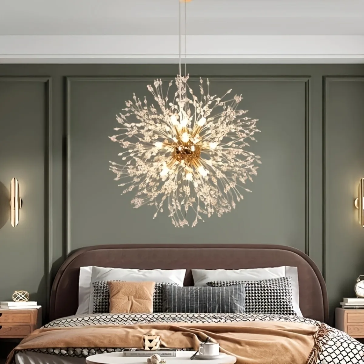 

JOYINLED Luxury Gold Crystal Ceiling Light, Modern Dandelion Design with Adjustable Cord, 8-Light G9 Chandelier for Room Decor
