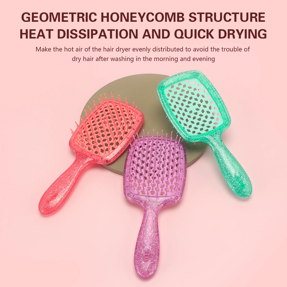 Hollow Out Air Cushion Comb Geometric Honeycomb Structure Anti-static Detangling Tangled Hair Brushes Barber Home Tools Supplies