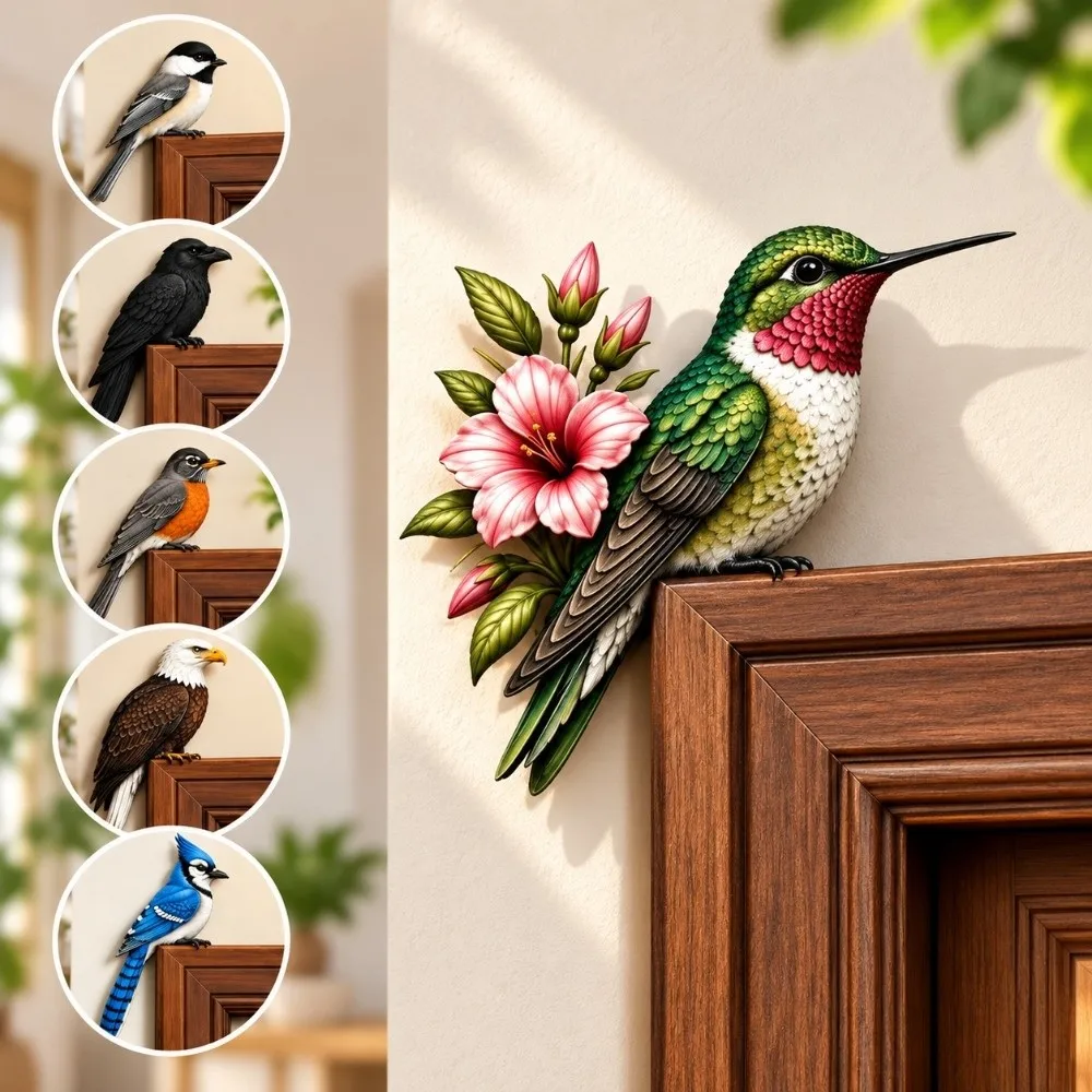 Unique Wooden Animal Door Decor Adorable Bird Shape Door Top Design Bird Themed Ornaments Wooden Door Topper Home Decor