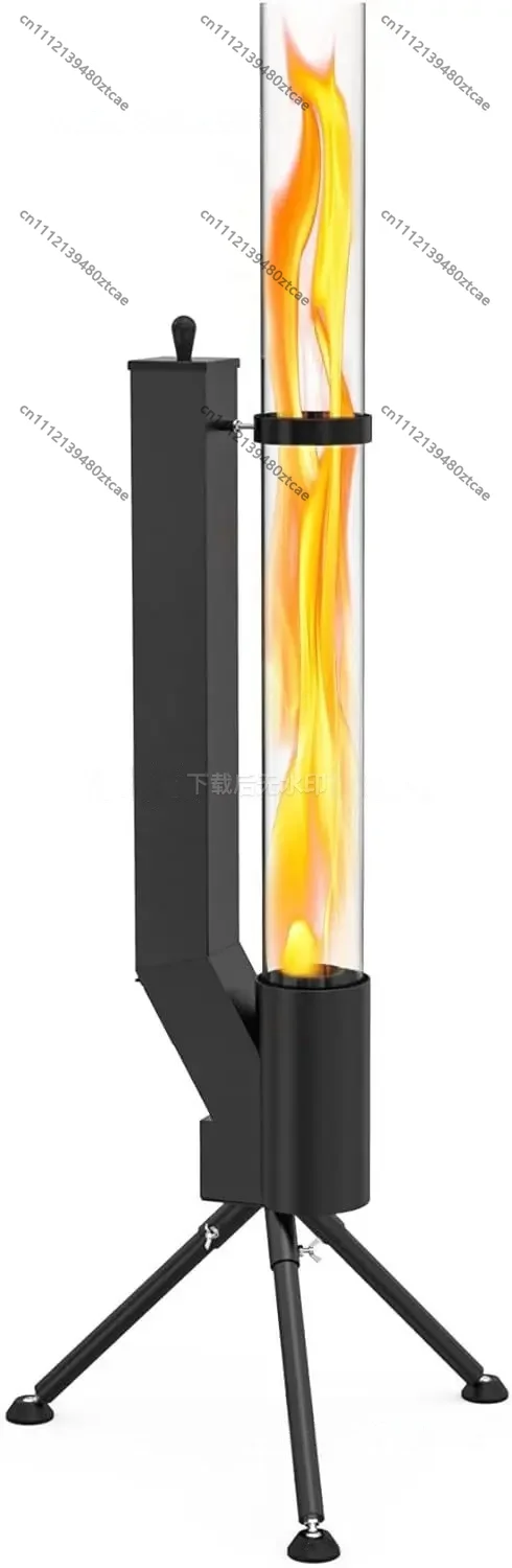 Outdoor Vertical Rocket Stove, Wood Pellet Burning Heater, Portable High Efficiency Heating Furnace for Camping, Patio, Yard and