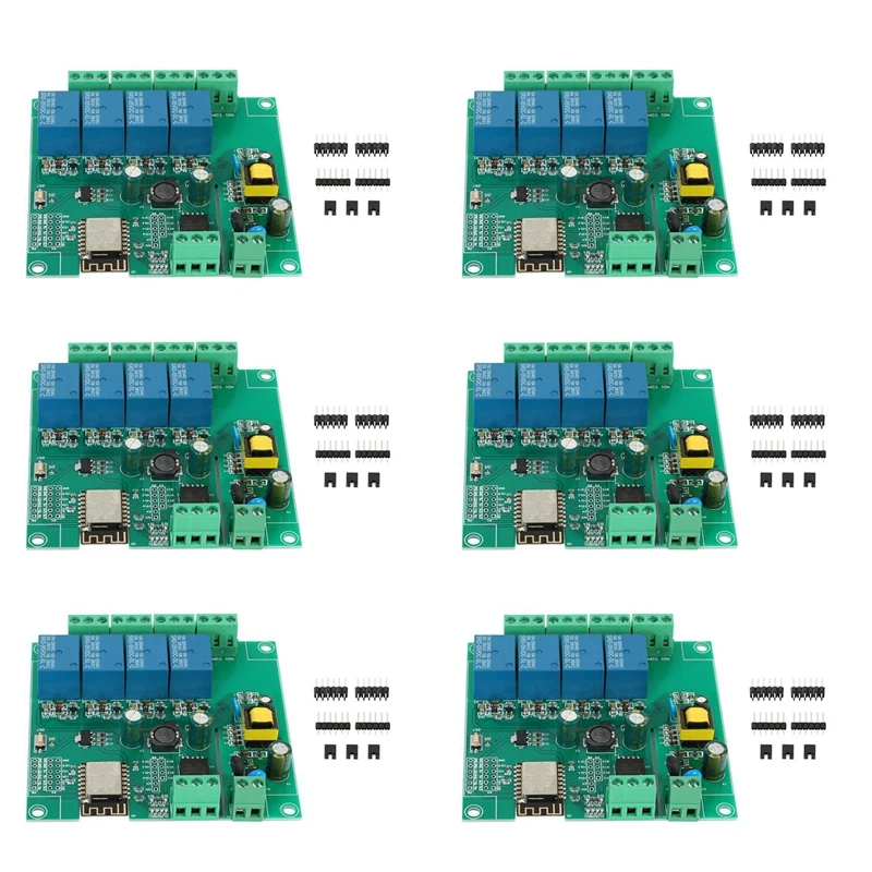 

6X ESP8266 Wireless WIFI 4 Channel Relay Module ESP-12F Wifi Development Board For Arduino AC/DC 5V/8-80V Power Supply