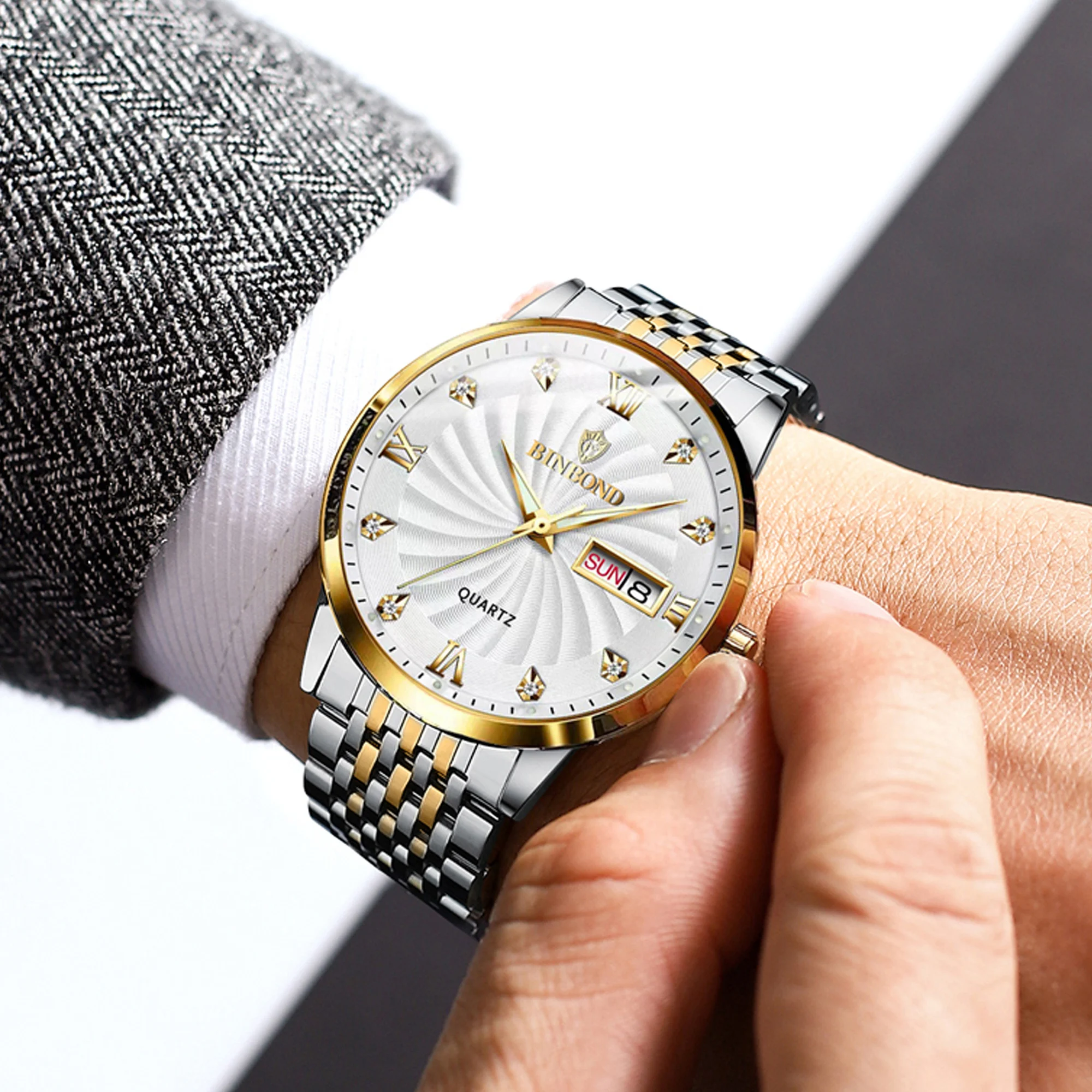 Jam Tangan Quartz BINBOND Untu - Smartwatch Luxury Watches For Men ulasan dan harga