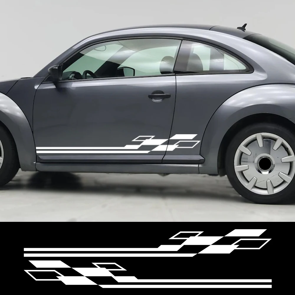 

2PCS Car Sticker Long Stripe Car Side Skirt Body Door Decals Waterproof Self Adhesive Decoration Decals For Volkswagen VW Beetle