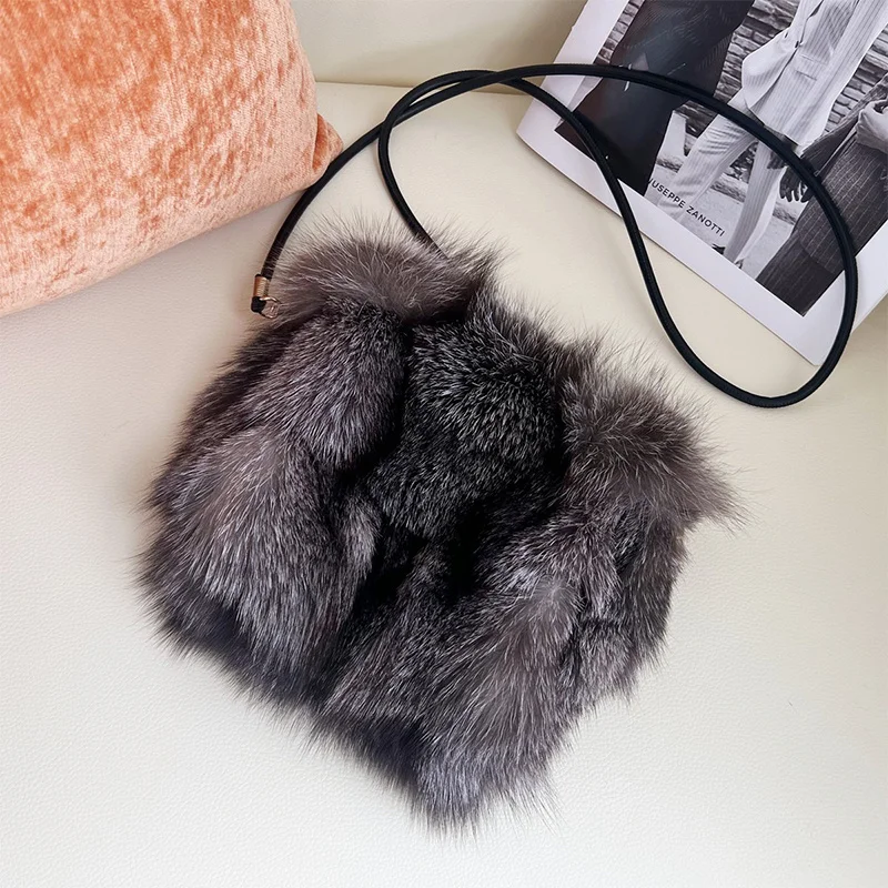 Women\'s Fashion Handbag Winter New Fox Hair Single Shoulder Chain Bag Korean Version Of High-Grade Commuter Diagonal Plush Bag