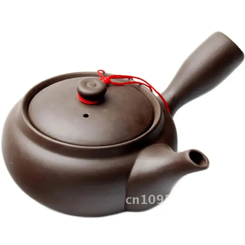 Japanese Style Purple Clay Handmade Tea Pot Chinese Tea Set Side Kettle Creative Office Teapot Ceramic Kung Handle Filter Fu