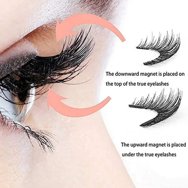 1pair Magnetic Eyelashes Handmade 3D Natural Magnetic False Eyelashes Reusable Magnetic Eyelashes Tweezers Set