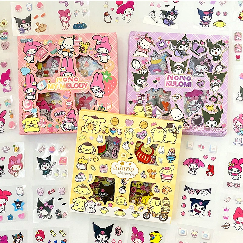 100PCS Sanrio My Melody Pachacco Cute Stickers Gift Box Set DIY Phone Waterproof Cartoon Decorative Sticker Materia