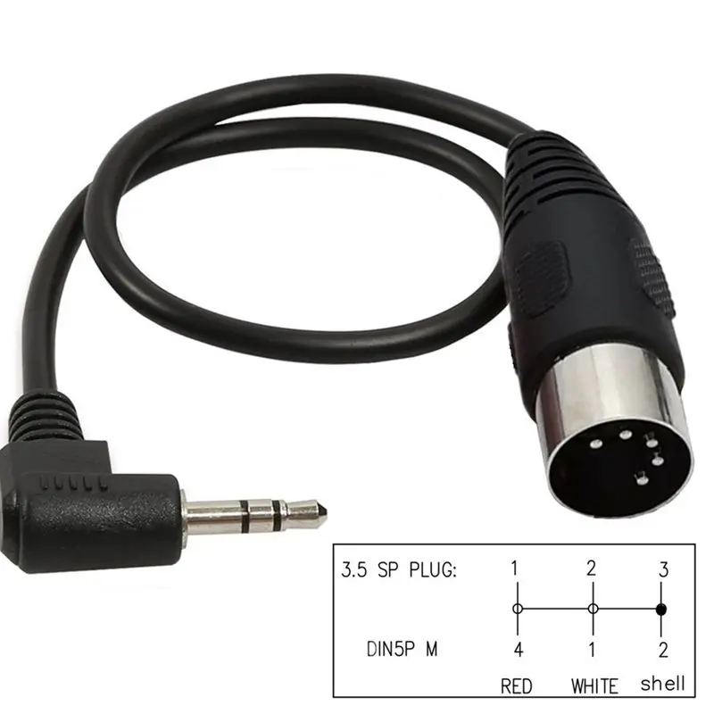 DC3.5mm 90 Elbow Audio Plug To MIDI DIN5Pin Male Adapter Cable Computer Audio Output MIDI DIN 5-Core 0.5M 1.5M 3M