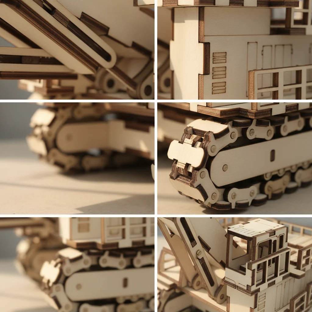 OUZEY 3D Wooden Excavator Puzzle, DIY Construction Vehicle Model Kit, Educational Assembly Toy Gift for Kids & Adults