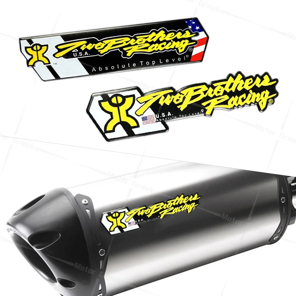 For Two-Brothers Exhaust Pipes Pipe Aluminum Metal Stickers Motorcycle Racing Decal Modify Accessories For YAMAHA Honda Suzuki