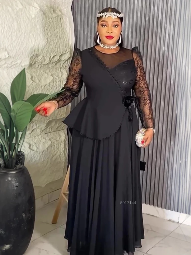 

Plus Size African Party Dresses for Women 2025 New Fashion Dashiki Ankara Lace Wedding Gowns Elegant Outfits Muslim Maxi Dress