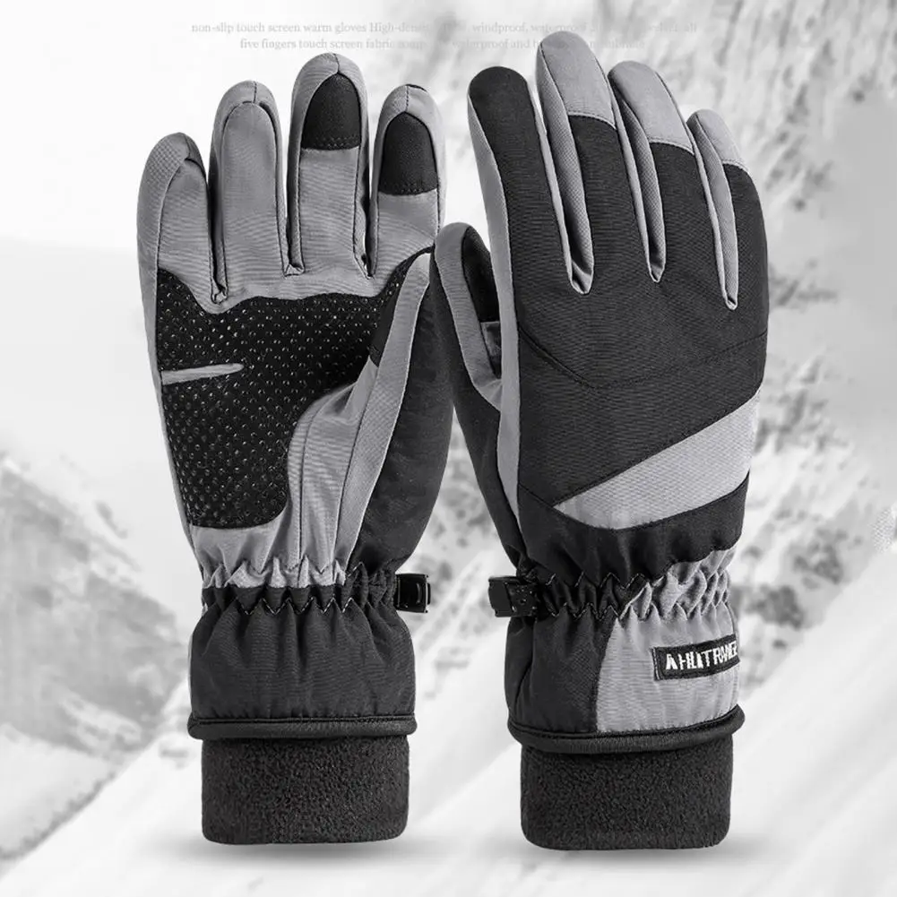 

Men Winter Waterproof Cycling Gloves Outdoor Sports Running Motorcycle Ski Touch Screen Fleece Gloves Non-slip Warm Full Fingers