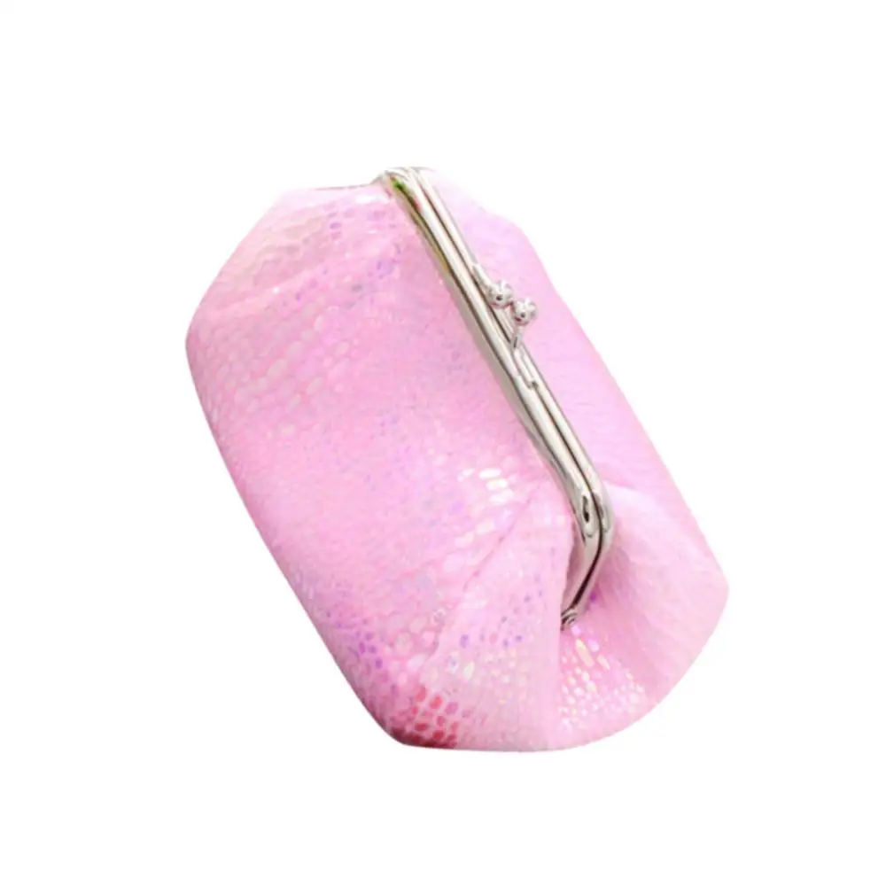 กระเป๋าสตางค์ทรงกลมลายจูบเลเซอร์สำหรับผู้หญิงกระเป๋ากระเป๋าเก็บบัตรเงินสดแบบกระเป๋าประดับคริสตัลสำหรับผู้หญิง