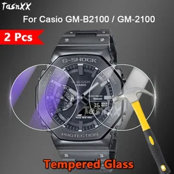 2Pcs For Casio GM-B2100 GM-2100 GA-2100 Smart Watch 2.5D Slim Clear / Anti Purple Light 9H Tempered Glass Screen Protector Film