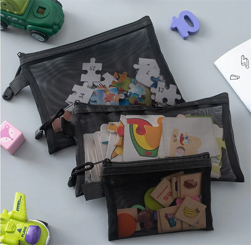 1-12PC New Puzzle Storage Bag Children'sBuilding Blocks Small Toys Special Sorting Bags Transparent Mesh Gauze Zipper Mesh Bags