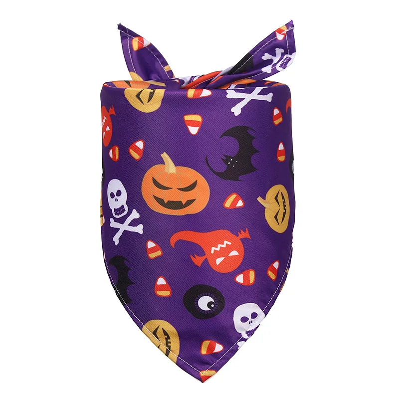 Halloween Pet Bandanas Collar for Dogs Cats  Cotton Triangular Bibs Scarf Collar with Pumpkin Pattern for Puppy Accessories