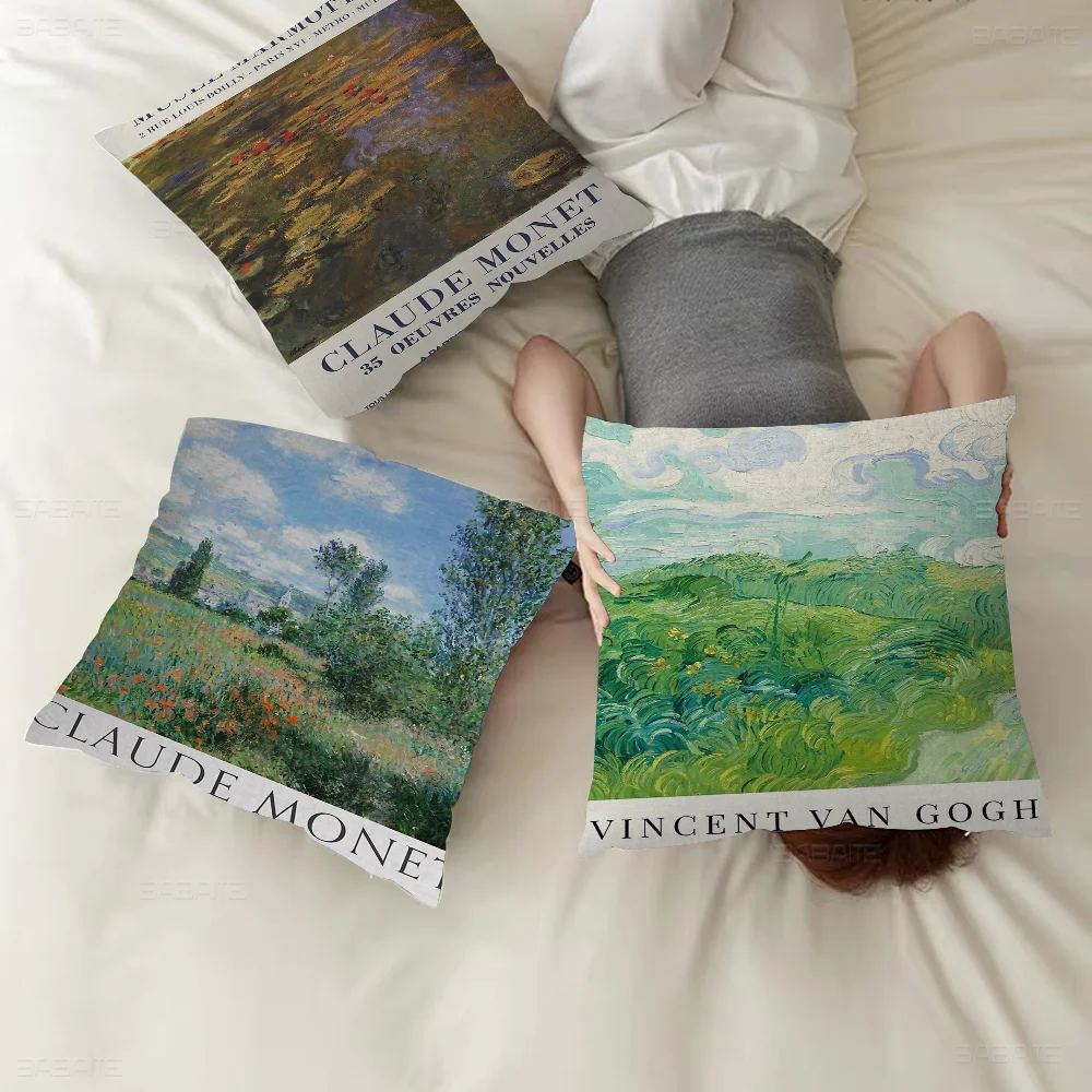 Impressionism Artist Claude Monet Pillow Cover Sofa Cushion Cover Home Room Decoration Children Gift