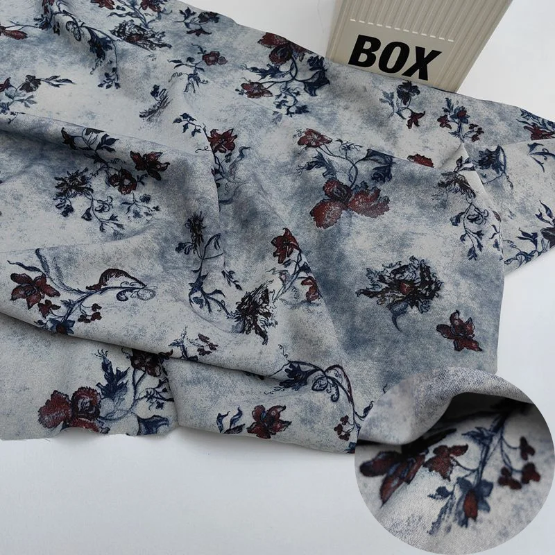 

Имитация джинсовой ткани Tie Dye с маленьким цветочным принтом, женская одежда, детская одежда, ткань для платья Qipao