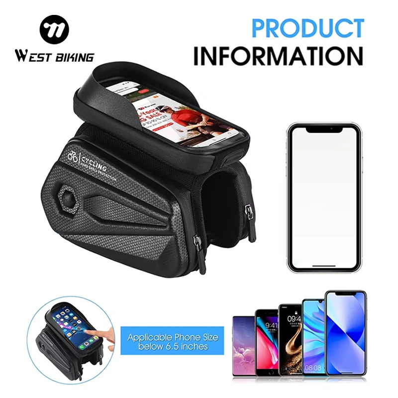 

WEST BIKING Bicycle Bag Front Frame MTB Bike Bag Cycling Accessories High Quality Waterproof Touch Screen Top Tube Phone Bag